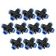 thumbnail image 1 of Conectores de aire de empuje únicos Bargains 1/2" en cruz, plástico, 10 piezas, azul y negro, 1 of 7
