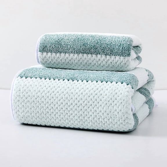 XmhyTop-A 2‑Pack Coral Fleece Microfiber Towel Bath Towel Set, Soft Absorbent Bathroom Towel Set, Multi‑Size Quick‑Dry Towels for Home Travel,Style G,Green
