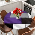 thumbnail image 2 of Purple Gray Round Fitted Table Cover Abstract Color Block Geometric Modern Waterproof Table Cloth with Elastic Edge Wipeable Tablecloth for Picnic Camping Party Fits 45"-54" Diameter, 2 of 8