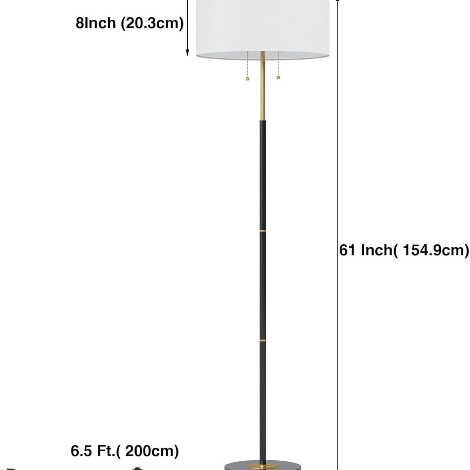 Floor Lamp, Floor Lamp with White Fabric Shade, Standing Lamp Tall Lamp for Living Room Bedroom, 3 Color Temperatures 9W Bulb Include
