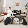 thumbnail image 4 of Homewish Marble Artwork Adult Full Size Comforter Sets, Black White Abstract Bedding Comforter Set, Modern Fashion Art Reversible Bedding Sets, Lightweight Room Decor, 3-Piece, 4 of 8