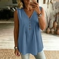 thumbnail image 5 of Bosfbaoi Womens Tops V-Neck Sleeveless Pleated Blouse Casual Button Accent Tank Top Summer Tops for Women, 5 of 8