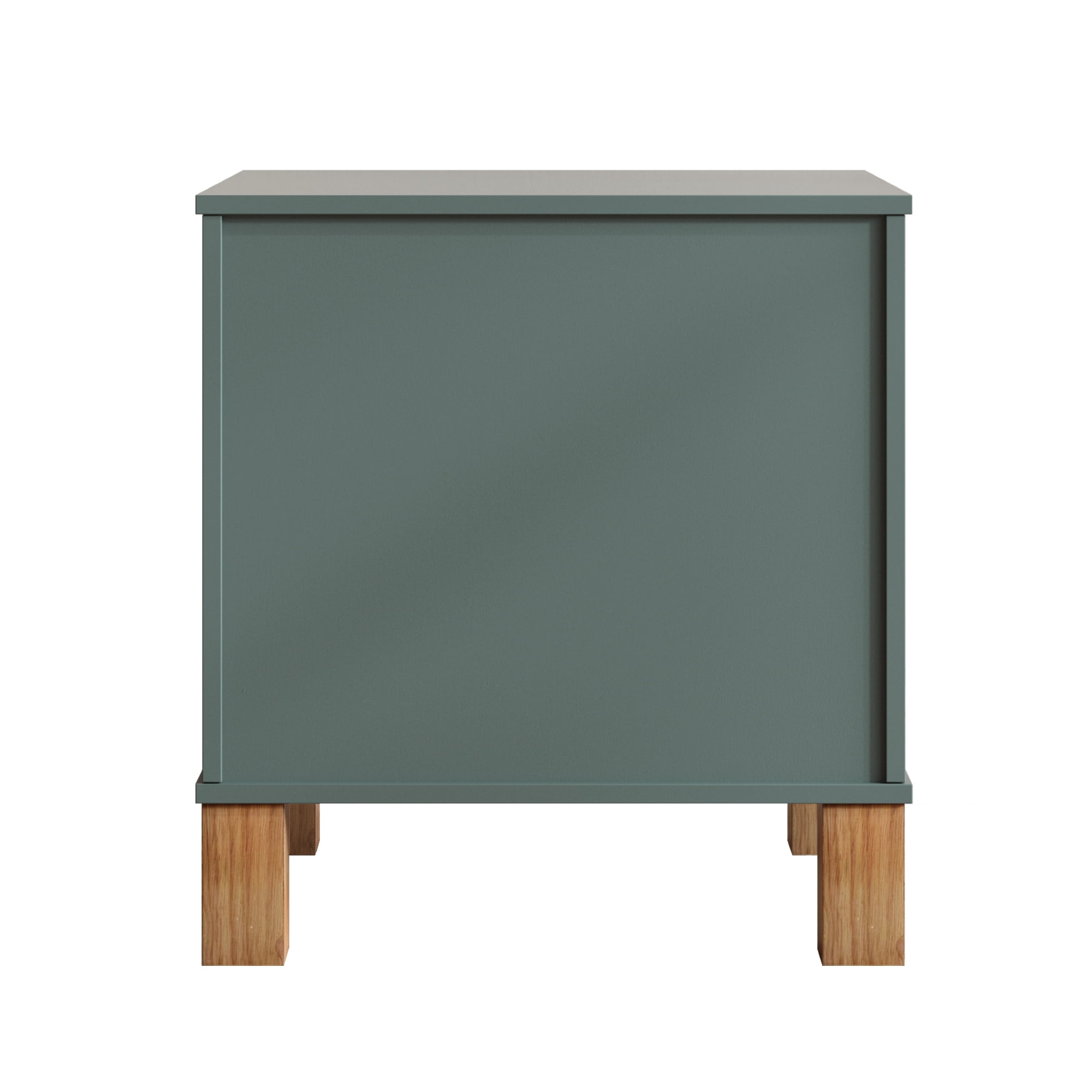 Leumius Nightstand for Bedroom,Wood Bedside Table with 2 Drawer & Solid Wood Legs,Small Storage Cabinet for Living Room,Blue