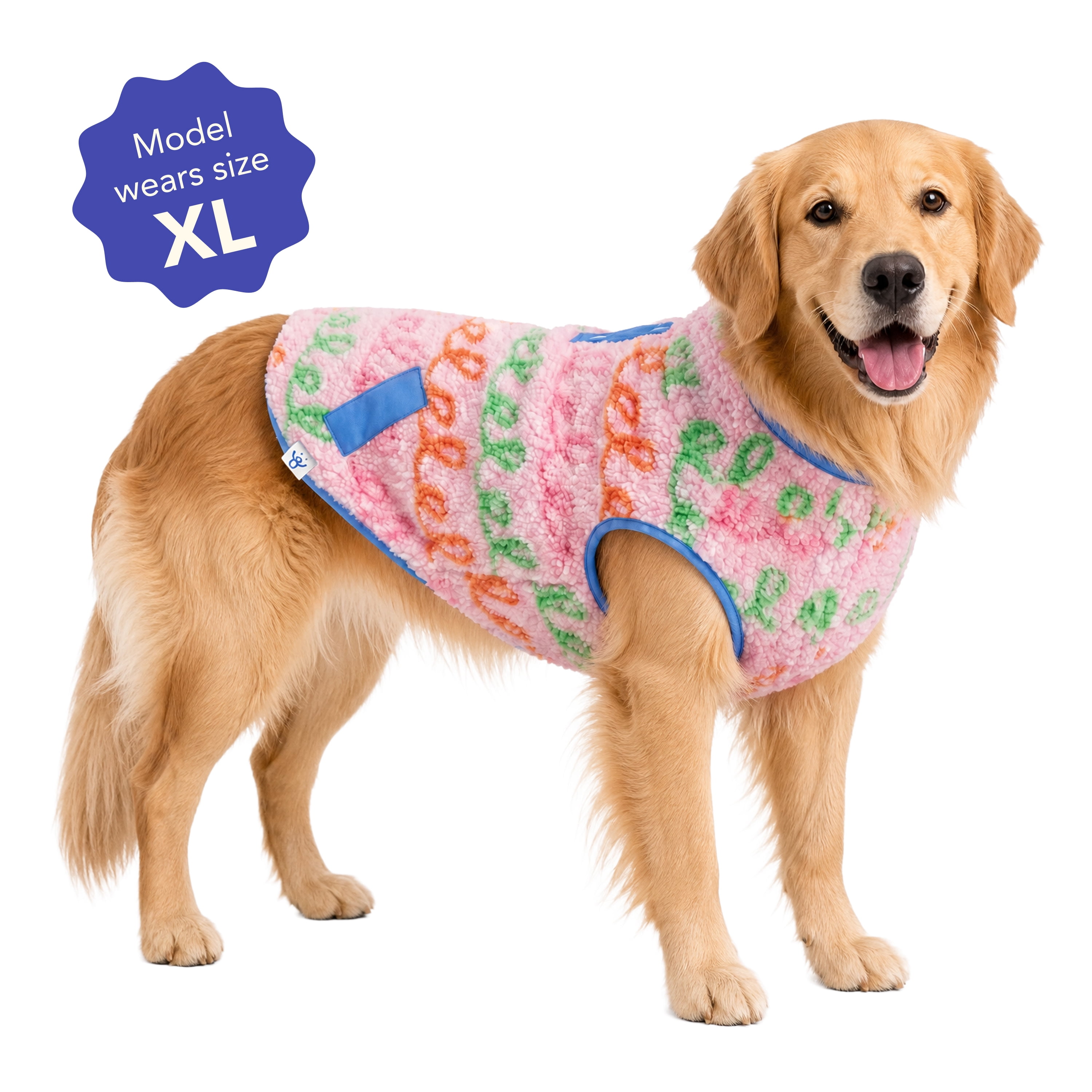 Oodles Curly Stripes Sherpa Fall Dog Jacket, Pink, XL