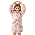 thumbnail image 6 of LYMAYTER Kids Girls Hooded Robe Soft Fleece Bathrobe Cozy Warm Lounging Pajamas for 1-7Y Toddler Robe, 6 of 10