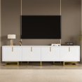 thumbnail image 1 of Modern White TV Stand with Gold Accents - Media Console with Storage, 1 of 1