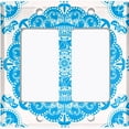 thumbnail image 6 of Metal Light Switch Plate Cover Mandala Blue White Flower Tile Pattern MDL067, 6 of 13