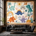 thumbnail image 6 of Boho Dinosaur Pattern on Cream Background, Playful Illustration for Dinosaur Lovers, Kids Wall Decor, Birthday Gift, Tapestry Wall Hanging for Nursery and Playroom, 6 of 7