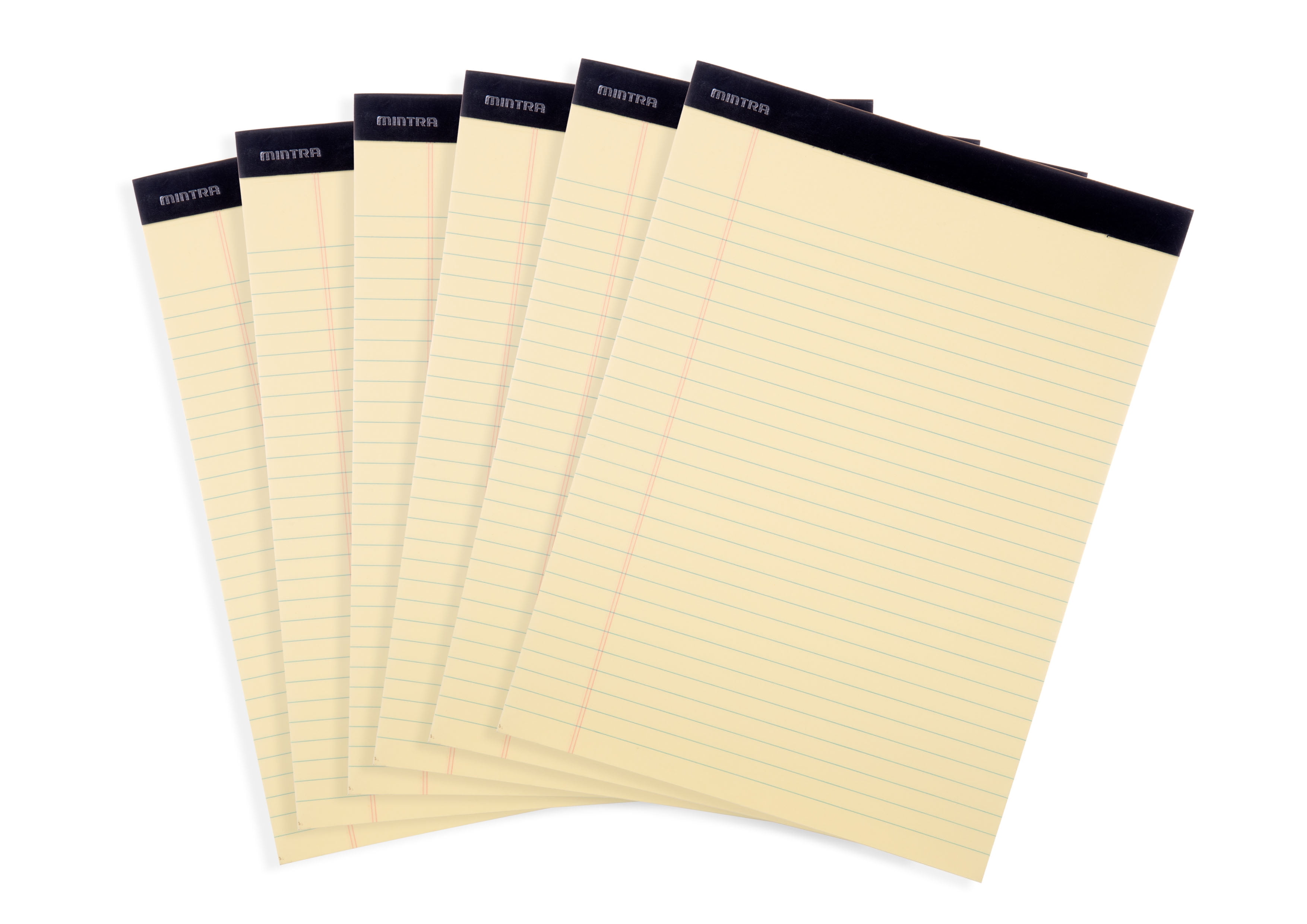 Mintra Office Legal Pads 6pk, 8.5in x 11in, Wide Ruled, 50 Canary