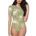 thumbnail image 2 of Picia Cute Rabbit And Flower Womens One Piece Swimsuits Modest Tummy Control Bathing Suits Lace Up Slimming Swim Suit-Large, 2 of 9