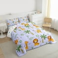 thumbnail image 3 of Homewish Hawaii Coconut Tree Full Size Comforter Sets,Safari Giraffe Lion Bedding Comforter Set,Purple Green Orange Bedding Sets For Girl Boy,Ultra Soft Home Decor Reversible,3 Pieces, 3 of 8