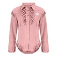 thumbnail image 4 of Women's Vintage Western Cowgirl Suede Shirts Long Sleeve Button Down Slim Fit Fringe Shirts Tops Womens Fringe Suede Western Cowgirl Shirts Vintage Rodeo Tops Slim Fit Country Concert Jacket, 4 of 9