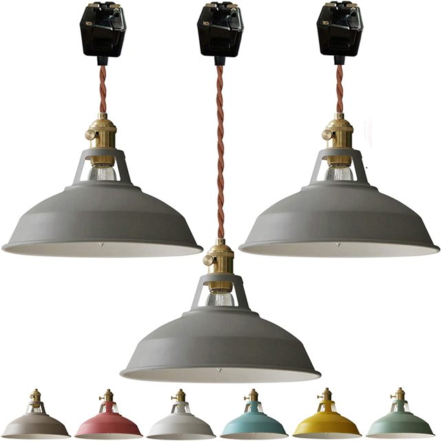 FSLiving J Track Pendants Lighting Iron Art Iron Macaron Grey Decoratefor Instant Pendant Light for Cabinet Kitchen Island Customizable Track Lighting Bulbs Not Included - 3 Lights