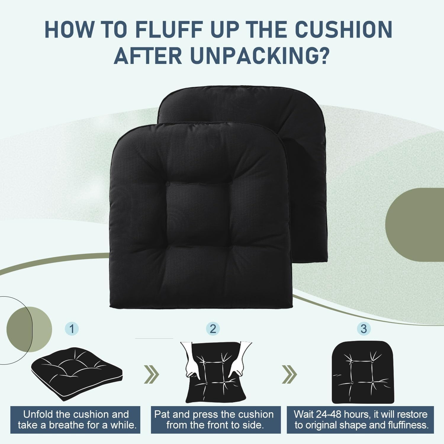 Namzi 4 Pack Outdoor Cushions, Patio Chair Cushions Outdoor Furniture Cushions for Garden, Balcony & Outdoor Dining Chairs Cushions,Black