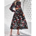 thumbnail image 5 of Womens Casual Boho Deep V Neck Long Sleeve Long Dress Black S, 5 of 7