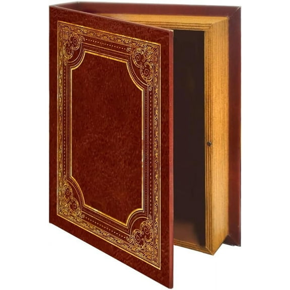 Decorative Book Box Vintage Storage Book Box Brown Fake Books Boxes Books Shaped Trinket Storage Boxes Leather Embossed Faux Letter for Hidden Jewelry Photos Greeting Cards Remotes