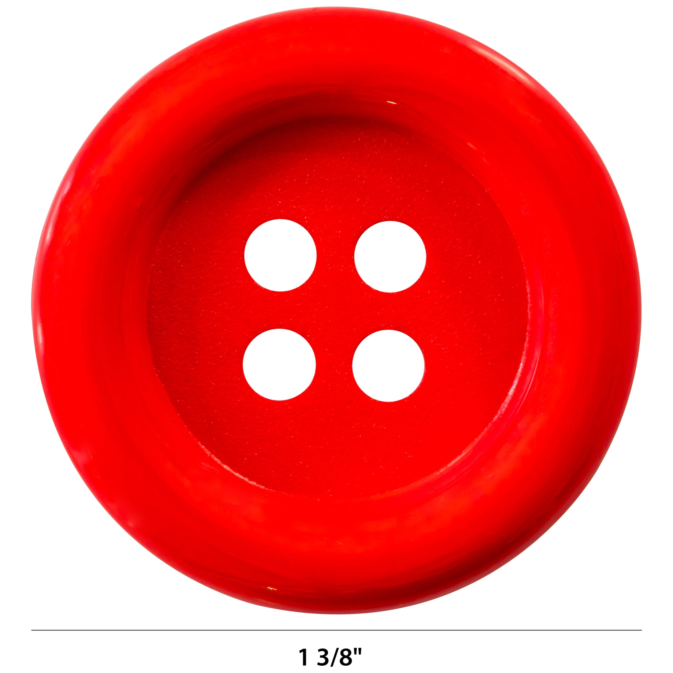 9 Clear Red Buttons, 1 1/4 Bright Red Clear Wafer Matching Buttons,  Sewing, Crafting, Jewelry (XX 16)