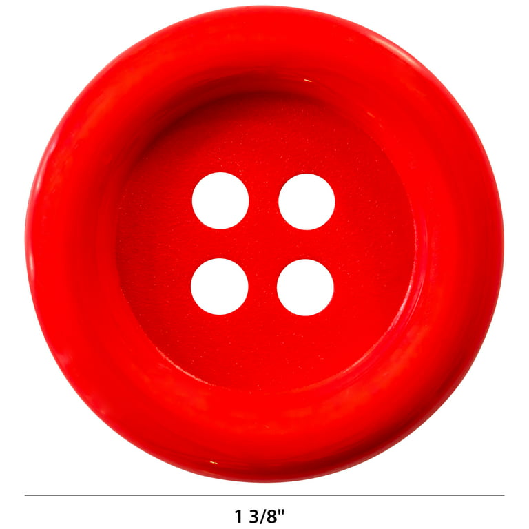 Favorite Findings Red 1 3/8 4-Hole Big Buttons, 6 Pieces