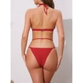 thumbnail image 3 of DARING DIVA Women's Heart Rhinestones Chain Linked Bikini Set Medium Red, 3 of 6