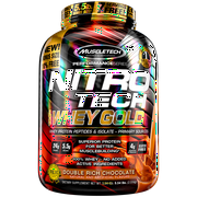 NitroTech Whey Gold, 100% Whey Protein Powder, Whey Isolate and Whey Peptides, Double Rich Chocolate, 76 Servings (5.5lbs)