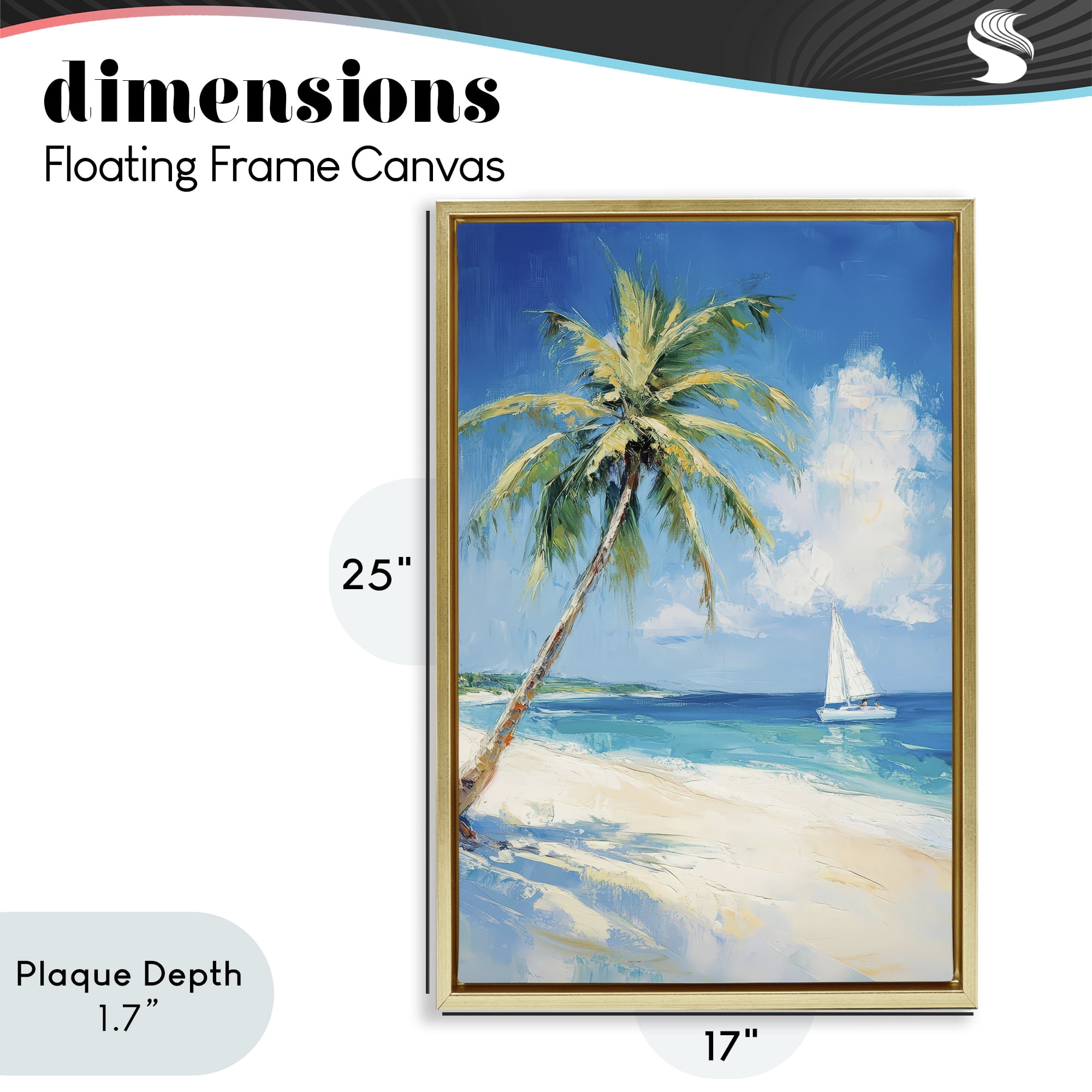 Stupell Industries White Clouds & Sails Gold Framed Floater Canvas Wall Art, design by Petal Prints Design