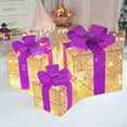 thumbnail image 4 of Tyidzon 3Pcs Christmas Lighted Gift Boxes, Christmas Decorations Presents Boxes with Ribbon Bows Christmas Decorations for Xmas Tree, Yard, Home, Indoor Outdoor Holiday Decor, 4 of 7