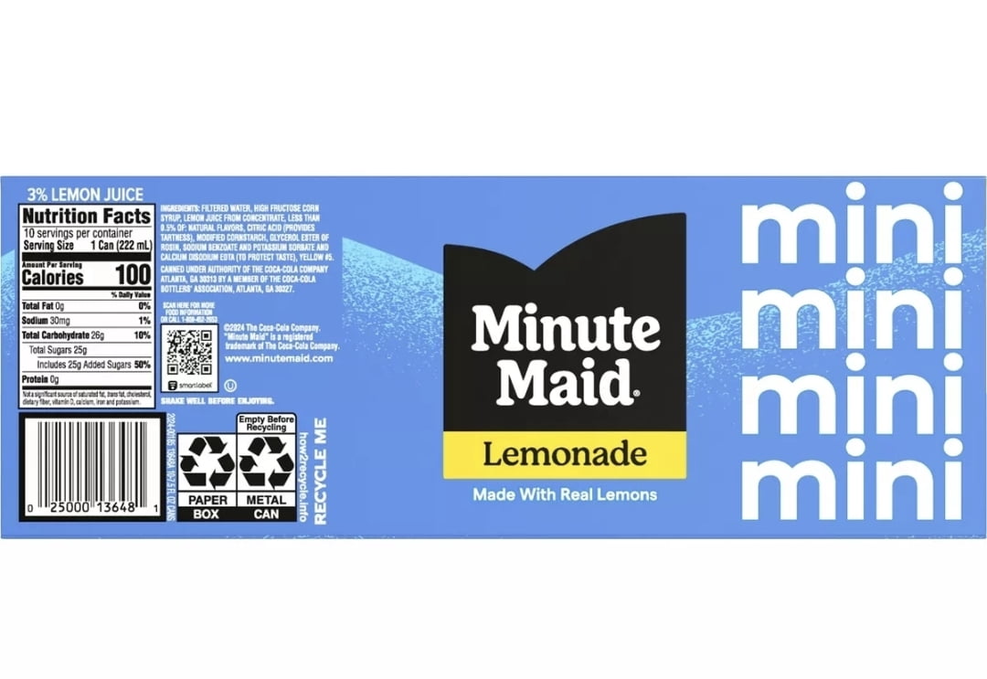 Minute Maid Lemonade Can, 7.5 Fl Oz, 30 pack
