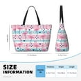 thumbnail image 4 of Xecao Pink Striped Flamingo for versatile beach bag for women includes zipper pockets and waterproof material, ideal for vacations and adventures., 4 of 7