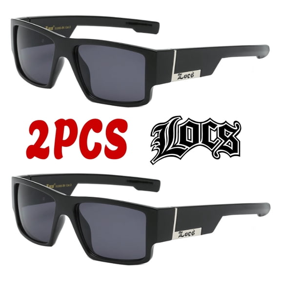Locs 2 Pack Deal Hardcore Fashion HipHop Black Lowrider Designer Shades Sunglasses 91267