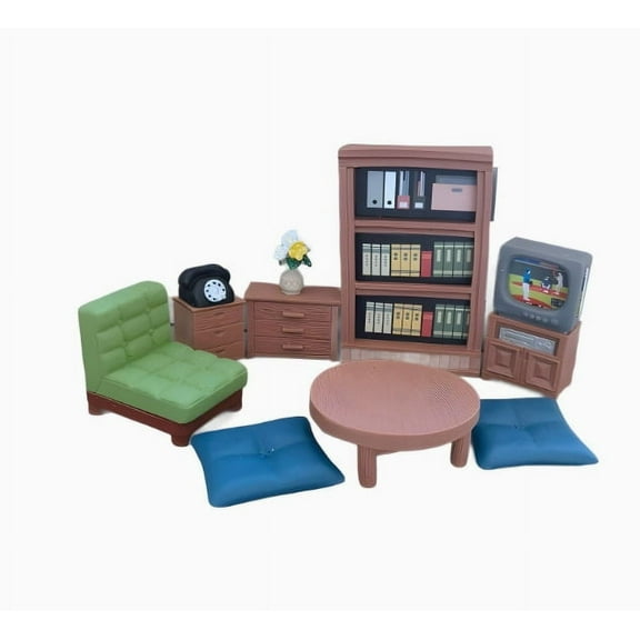 WEUVEB 8-Piece Resin Dollhouse Cabinet Accessories Set Miniature Furniture Decor