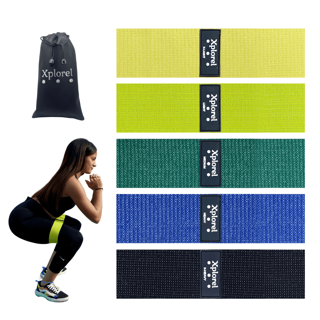 Xplorel Resistance Bands w/ Carry Bag, Exercise Bag, & Fitness Planner, 5 Pack