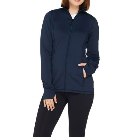 cee bee CHERYL BURKE Size 1X Zip Front Mock Neck Jacket INK BLUE