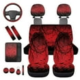 thumbnail image 6 of HUIACONG Halloween Car Accessories Red Bat Car Seat Covers Full Set with Steering Wheel Cover Center Console Cover Seat Belt Covers Coasters Headrest Covers Keychain 14 Pcs Universal Fit, 6 of 8