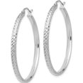 thumbnail image 3 of 14K White Gold Diamond-Cut 2.8X37mm Hollow Hoop Earrings (37 X 2.8) Made In Peru tc803, 3 of 6