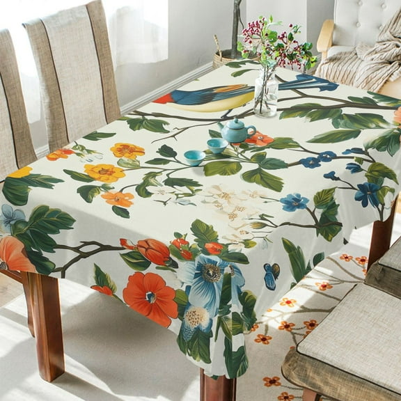 Yayeee Tablecloths for Rectangular Tables 54 x 54 inch Party Table Cover, Green Floral Pattern
