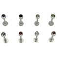 thumbnail image 2 of Labret Flat back Jewel top threaded Surgical steel 16G 8 colors available, 2 of 8