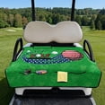 thumbnail image 3 of COEQINE 2-in-1 Golf Cart Seat Cover & Carry Bundle, Folds Like a Bag with Handle, Universal Fit for Two-Seaters, 4 Storage Pockets, Machine Washable Polyester, American Flag Golf Green, 3 of 8