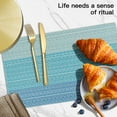thumbnail image 6 of Homieway Placemats Set of 4, Woven Vinyl Place Mats, Stain Resistant Table Mats for Dining, Kitchen, Party, Blue, 6 of 6