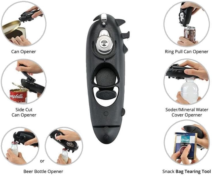 FRKSMD-8in1 multifunctional magnetic can opener manual in kitchen gadgets. Black beer bottle opener in camping essentials