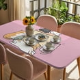 thumbnail image 3 of Pink Cute Cat Table Cloths for 4 Foot Rectangle Tables, Cartoon Funny Heater Cats Patio Waterproof Elastic Fitted Tablecloths, Washable Rectangular Table Cover for Camping, 3 of 8
