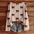 thumbnail image 2 of Likimi Womens Sweater Long Sleeve Bow Print Crew Neck Knit Sweaters For Women Loose Fit Elegant Knit Pullover Size S, 2 of 3
