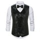 thumbnail image 1 of pstuiky Camiseta sin mangas para hombre, Blusa sin mangas con cuello en V, botones y pajarita con bolsillos estampados a la moda para hombre Camisas de hombre l, 1 of 3
