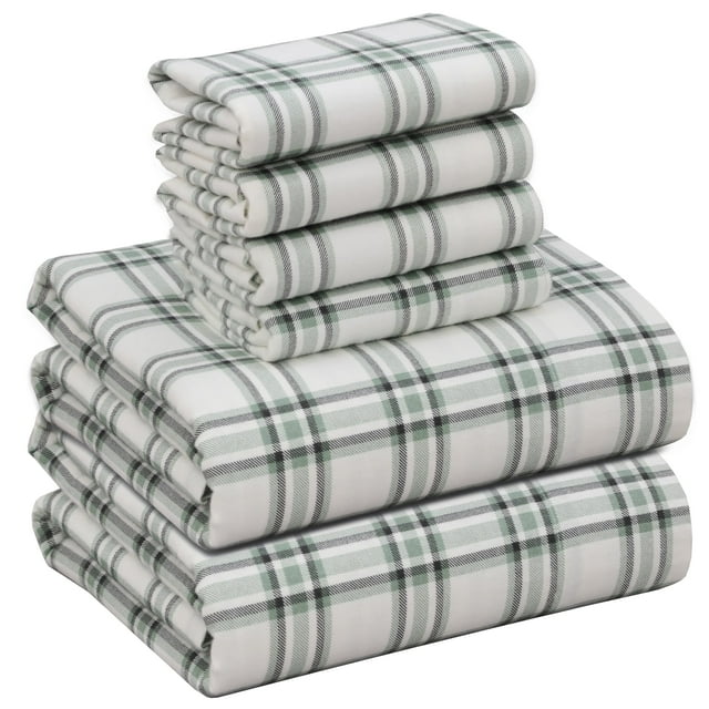Sábanas de franela Ruvanti, tamaño completo, 4 unidades, 100% algodón, 170 g/m²