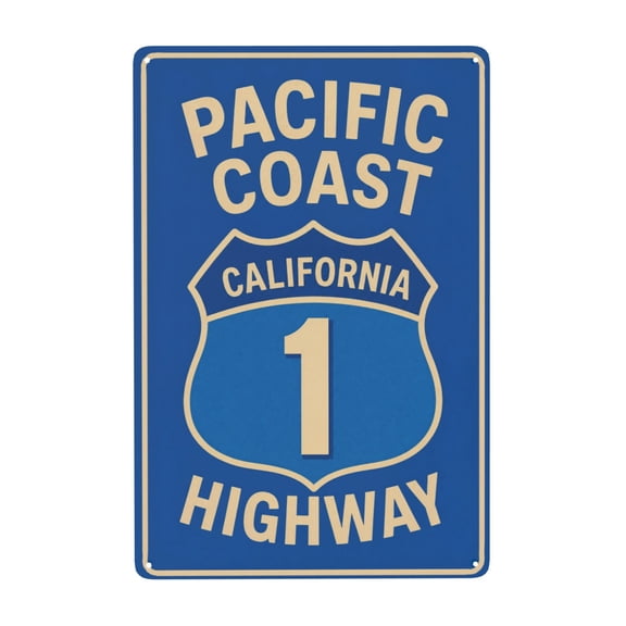 Classic Pacific Coast Highway Metal Tin Sign For Bar Or Man Cave 8x12 Inch