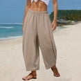 thumbnail image 6 of Women Palazzo Boho Pants Casual Loose Elastic Waist Harem Pant Summer Beach Travel Baggy Slacks, 6 of 6
