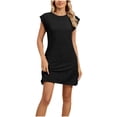 thumbnail image 2 of Antinious Summer Dresses for Women,Womens Dresses for Party,Beach Dresses for Women Solid Sleeveless Round Neck Loose And Comfortable Pocket Dress,Black,L, 2 of 5