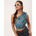 thumbnail image 2 of Moomaya Tie-Up One Shoulder Tops For Women, Sleeveless Printed Summer Crop Top, 2 of 8