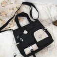 thumbnail image 3 of Faraee Cute Messenger Bag Womens Canvas Shoulder Crossbody Purse Multi Pockets Top Handle Satchel Casual College School Handbag Black, 3 of 7