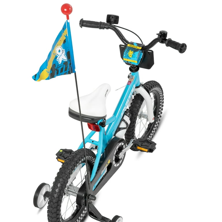 JOYSTAR Little Rock Boys bike with Flag Number Plate 14 inch Kids Bike blue