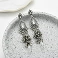 thumbnail image 5 of Jhumka Long Tassel Bell Earrings Vintage Jhumki Bollywood Traditional Ethnic Dangle Drop Bohemian Chandelier Earring for Women Oxidized Crystal Wedding Party Festival Indian Jewelry Gift, 5 of 6